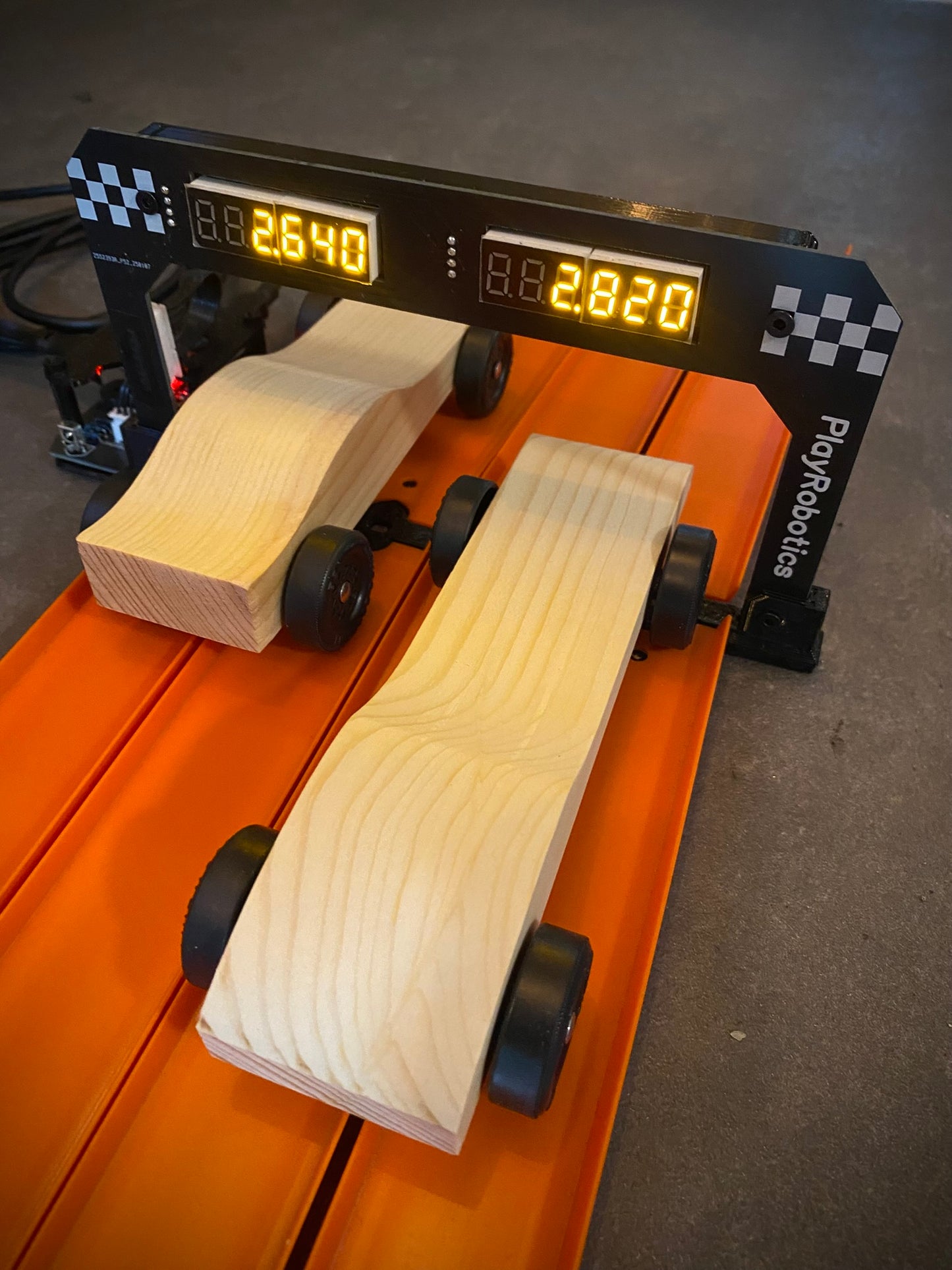 Timing System for Pinewood Derby Racing on HotWheels Track
